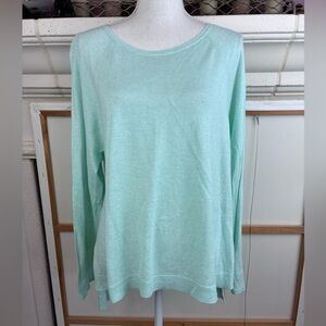 Eileen Fisher Pale Aqua Long Sleeve Top w/ side vents Crew neck